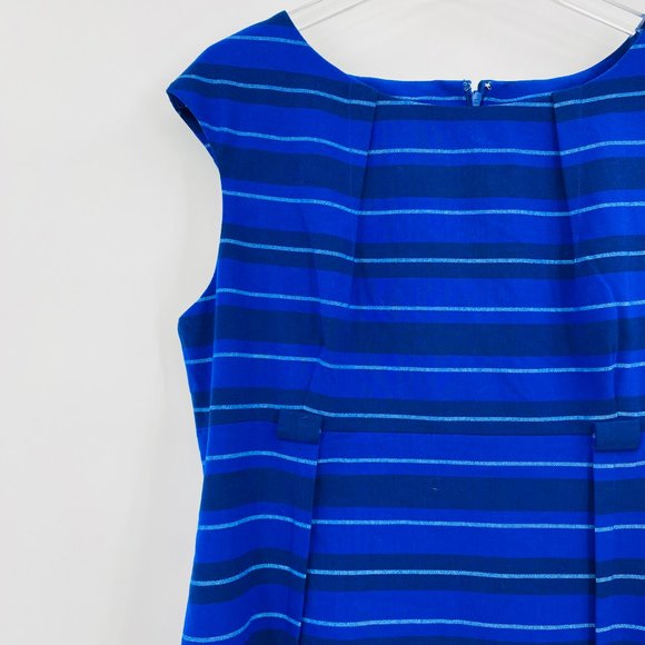 Calvin Klein Size 16 Blue Striped Sleeveless Career Midi Sheath Dress - Picture 4 of 9